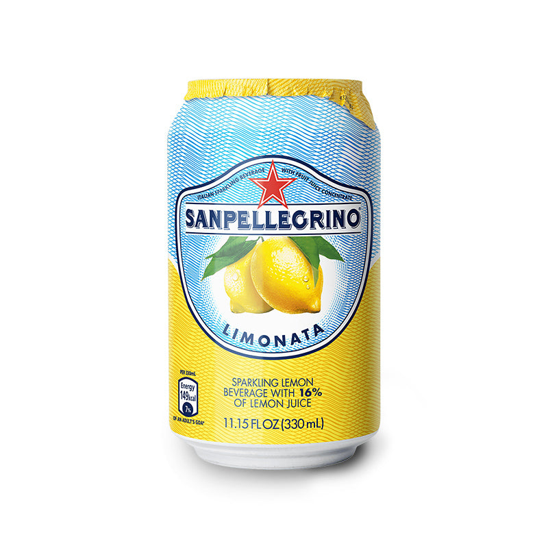 Can of San Pellegrino in Lemon flavour.